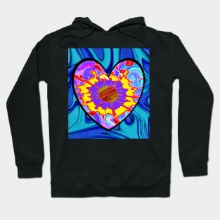 blue marble heart pop art Hoodie